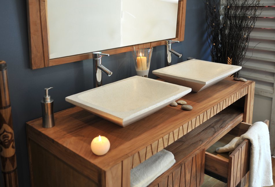 Meuble salle de bain pour vasque a poser – salle de bains ... Meuble salle de bain en bois