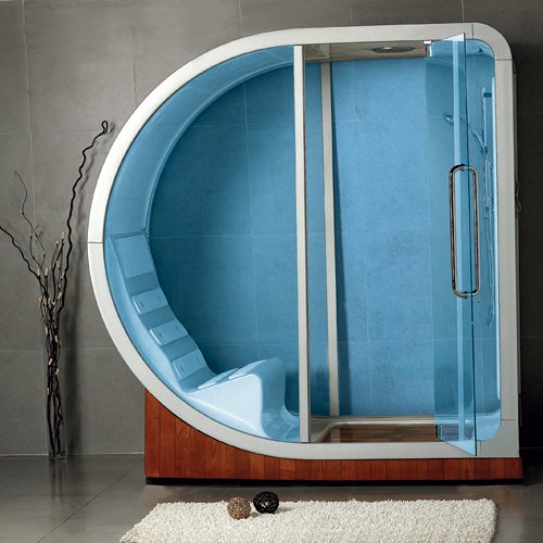 cabine de douche bleue ultra design
