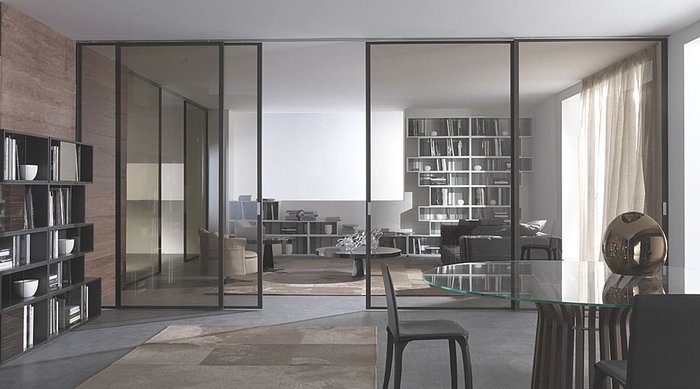 porte coulissante alu et verre fumé