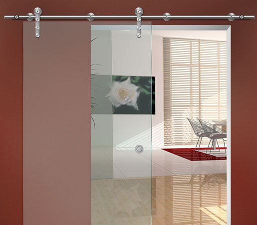 porte en applique style verre et alu en rail