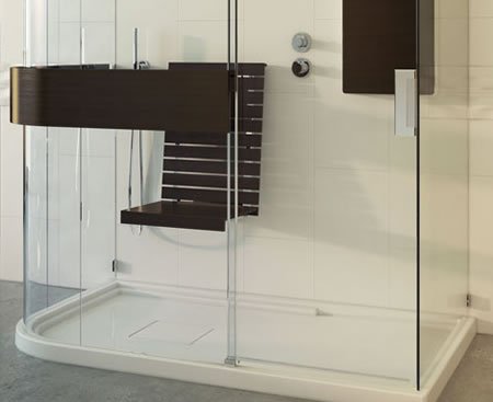 receveur avec banc en bois