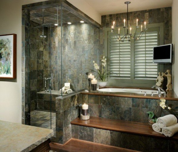 salle de bain tendance en pierre naturelle