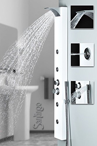 colonne de douche Sanlingo blanche avec jets de massage
