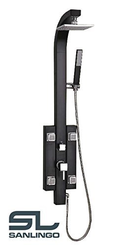 colonne de douche noire Sanlingo avec jets massage