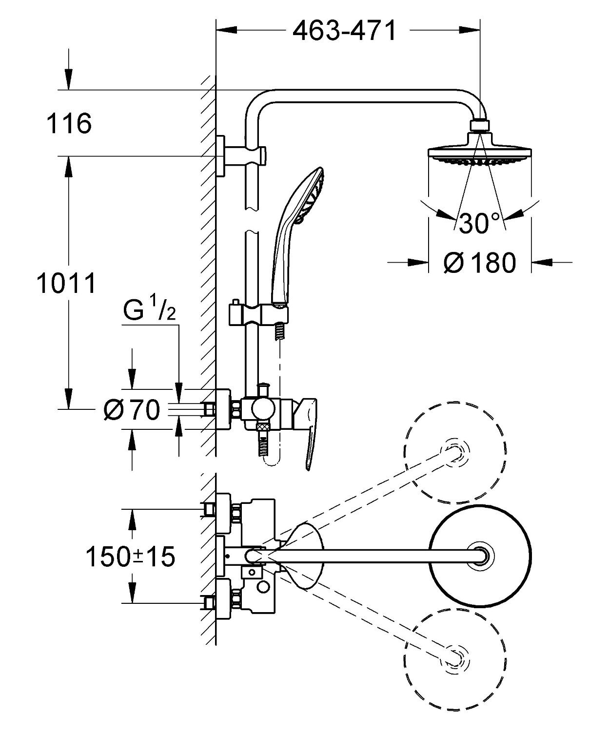 dimension GROHE Vitalio 180