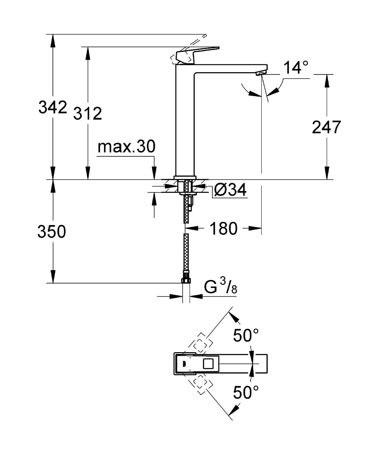 installation mitigeur GROHE Eurocube installation mitigeur GROHE Eurocube