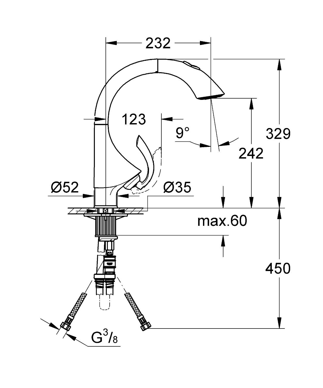 plan mitigeur de cuisine GROHE K4