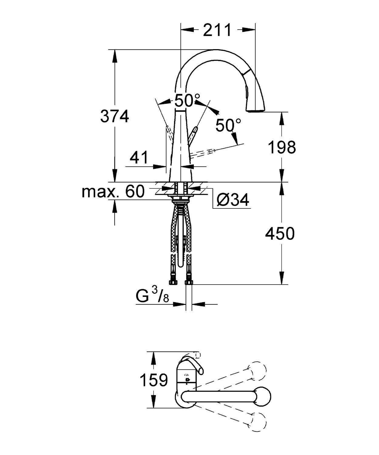 mitigeur de cuisine GROHE Zedra