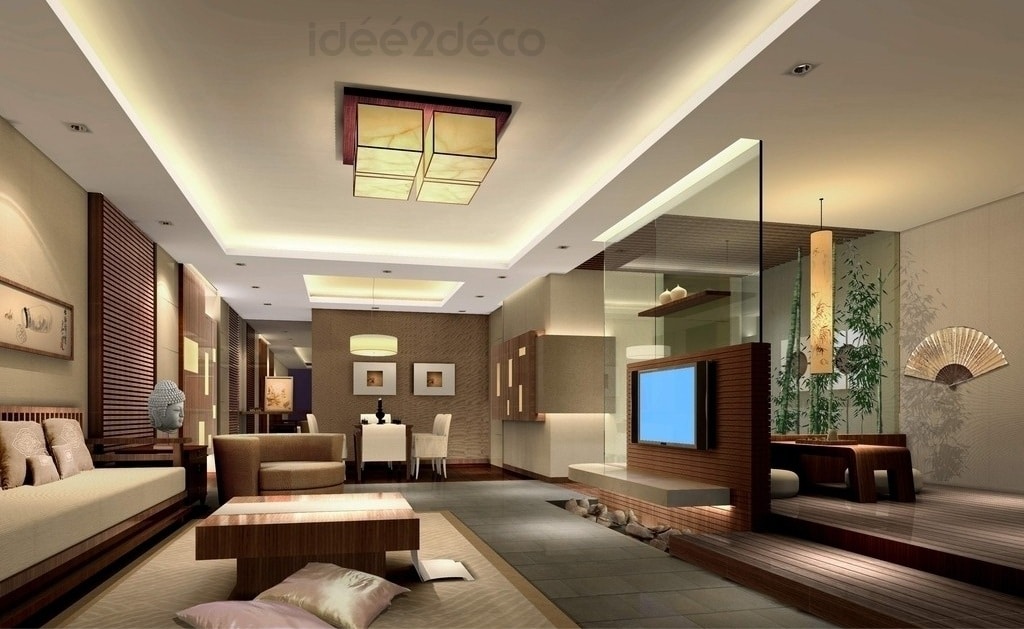 Une déco de salon moderne ambiance zen asiatique