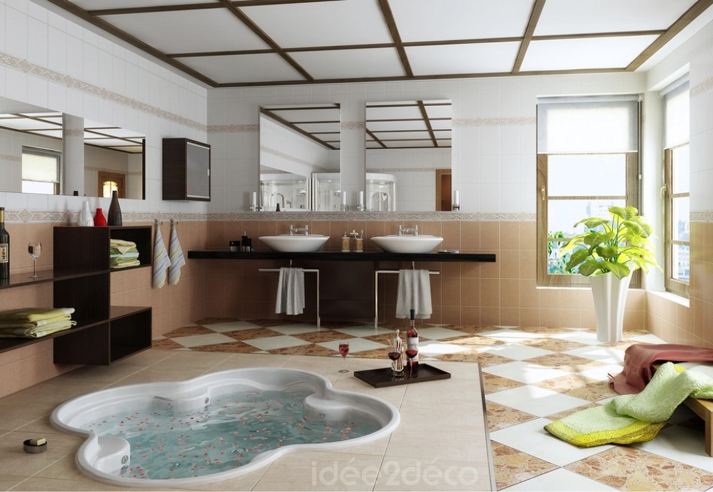 Une salle de bain moderne avec spa