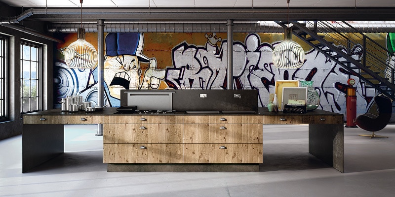 Difficile de faire plus urbain que cette cuisine loft !