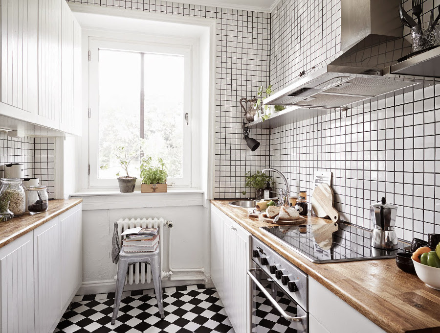 Une petite cuisine scandinave remise au goût du jour.