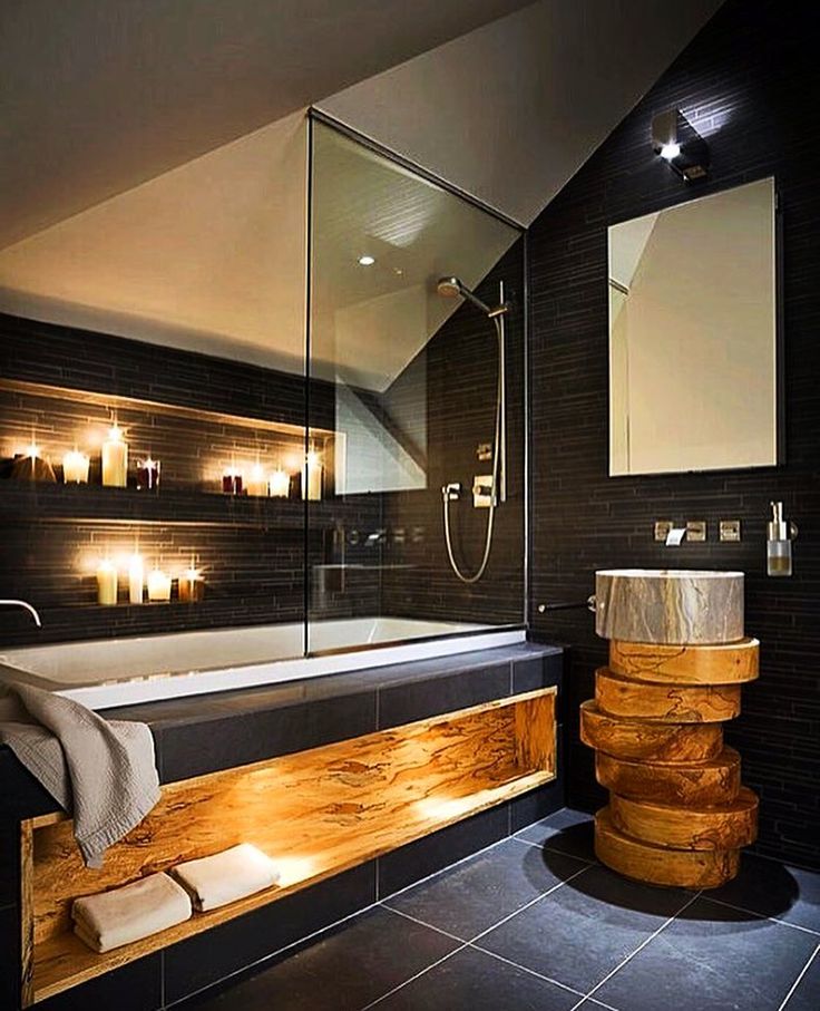 ambiance rustique dans salle de bain