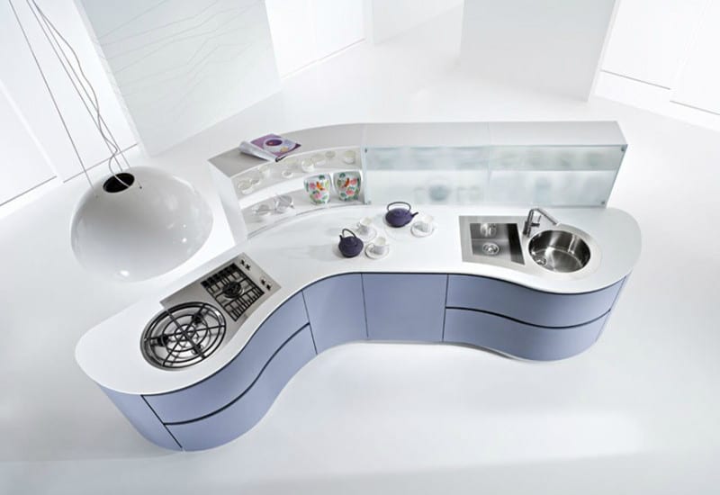 Cuisine centrale de style contemporain, signée Pedini.