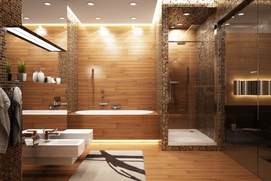 salle de bain déco avec douche et baignoire
