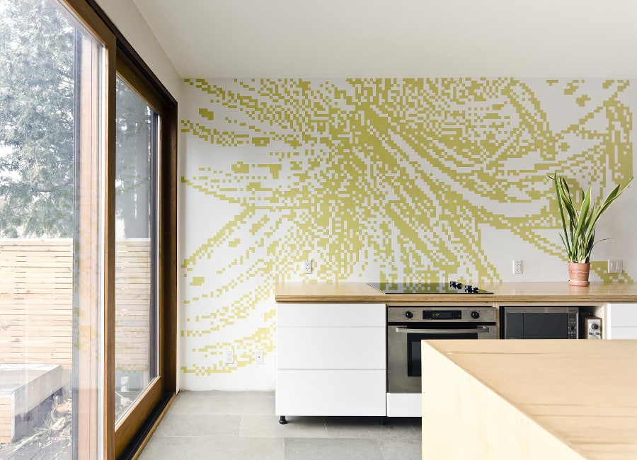 Une façon originale de décorer un mur de cuisine. 
