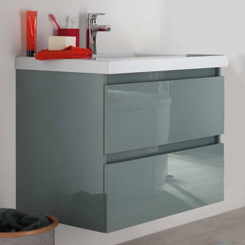 2 tiroirs compartimentés pour un lavabo en résine intégré. Une épure visuelle garantie