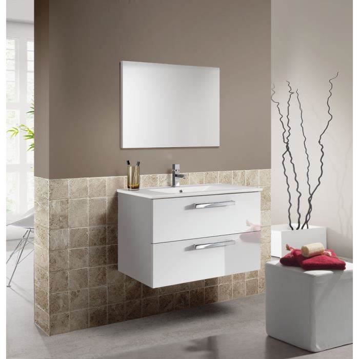 Un meuble de salle de bain et son lavabo suspendus
